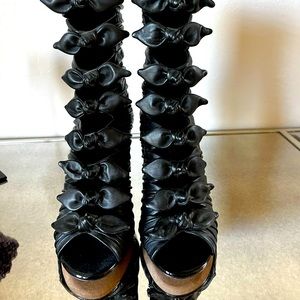 Chanel Lambskin Black Bow boots